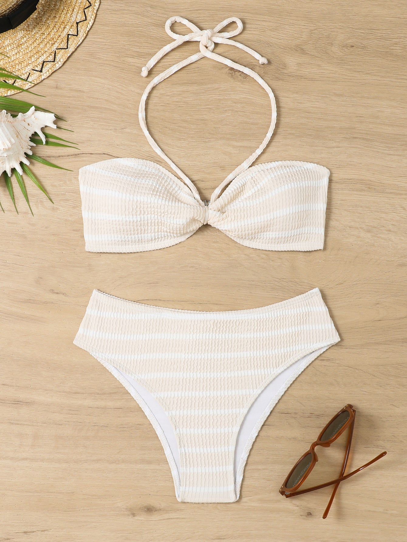 sexy small breasts gather triangular bikini split swimsuit sexy backless bikini three-piece set