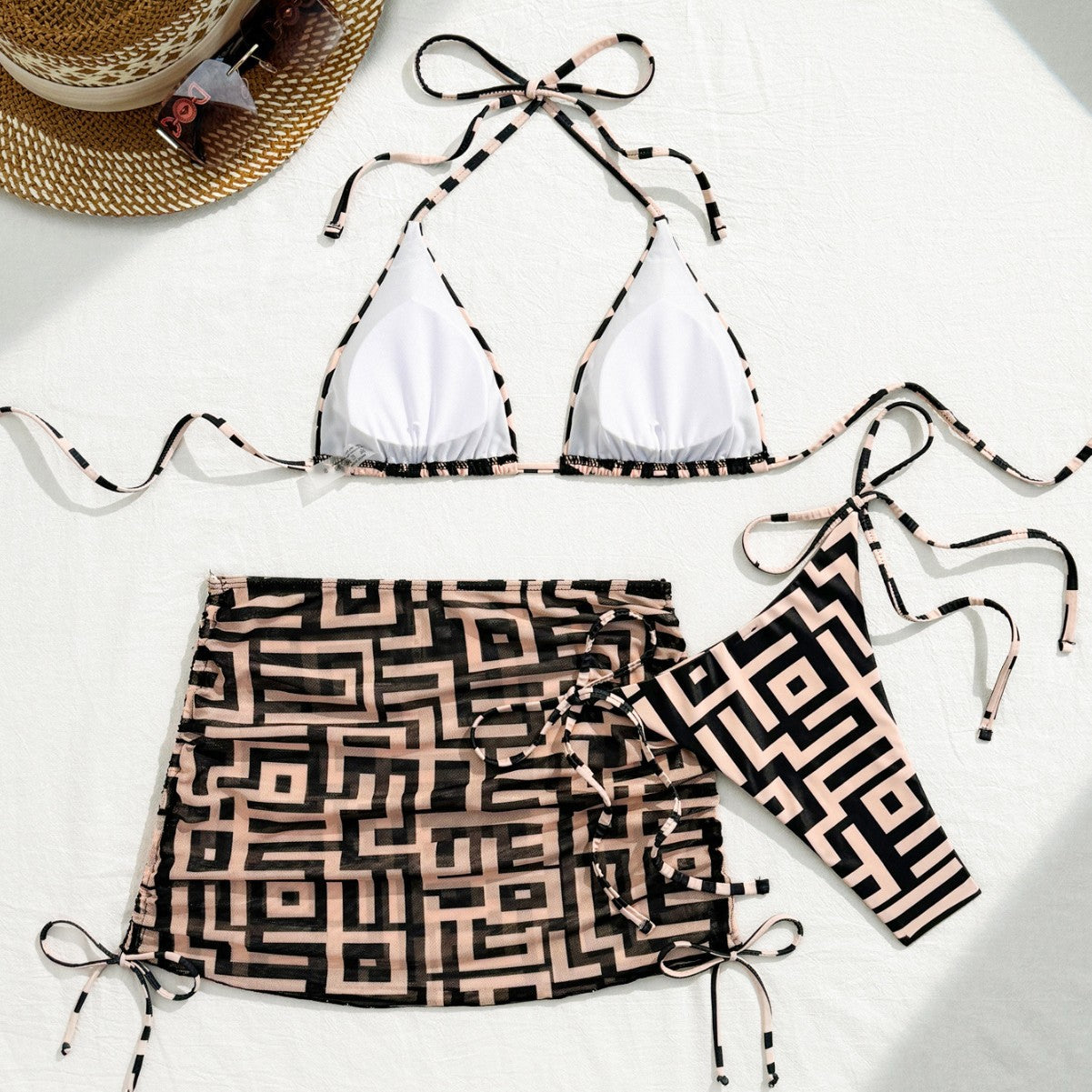 ROVIKNA 2025 new printed split bikini swimsuit sexy hot spring vacation bikini