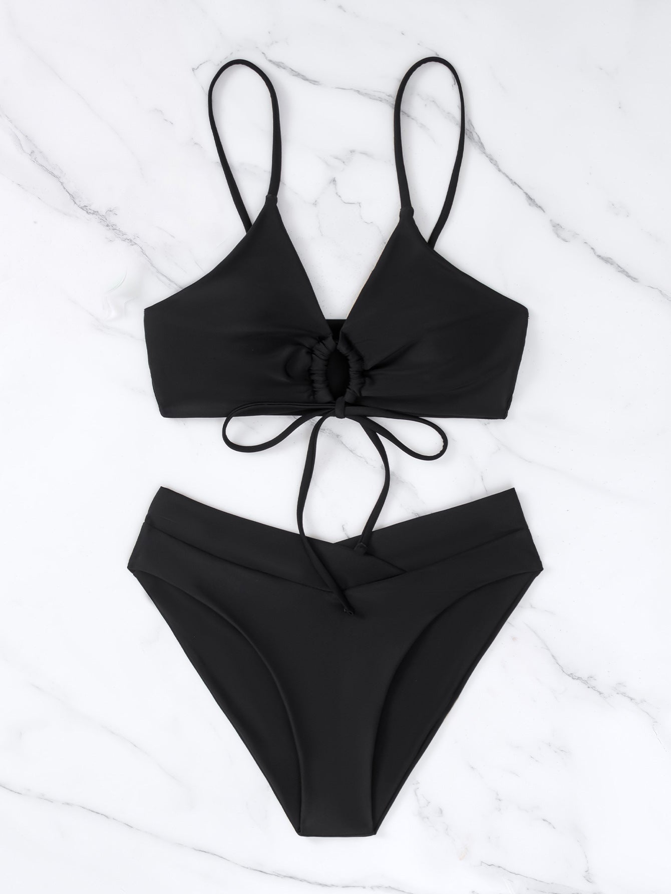 ROVIKNA 2025 Trendy Styles - Women's Multicolor Ruched Front Bikini Set