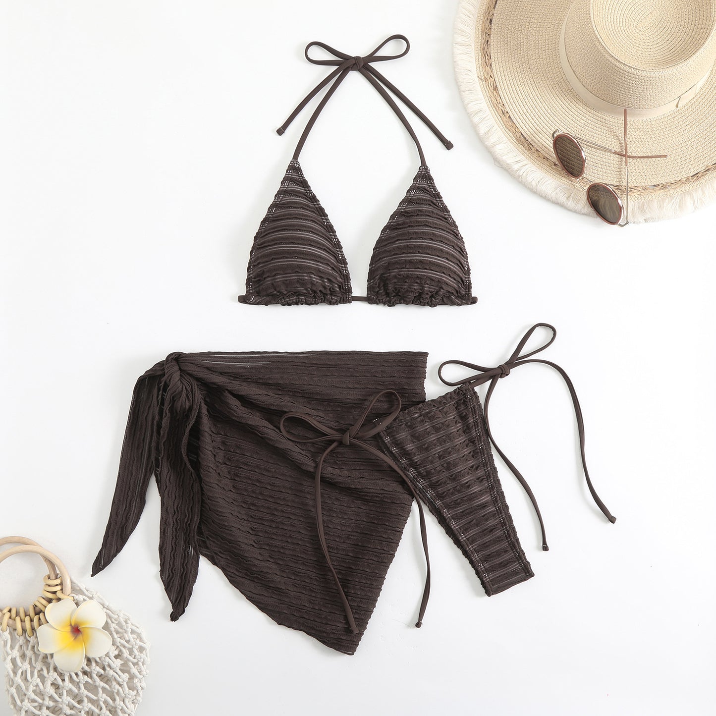 Candy series special fabric swimsuit bikini three-piece bikini
