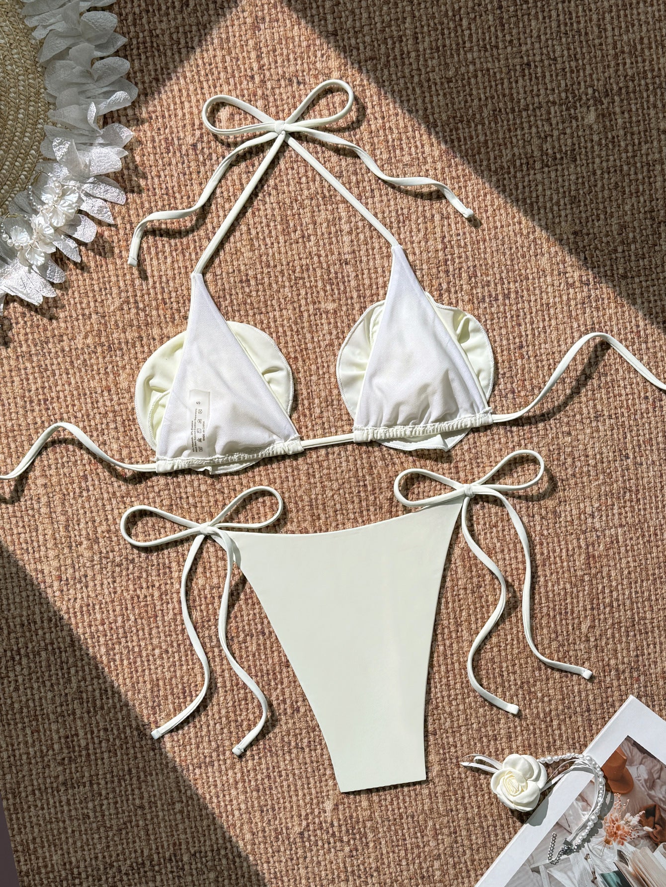 ROVIKNA 2025 new bikini sexy three-dimensional flower neck high split-ended swimsuit bikini