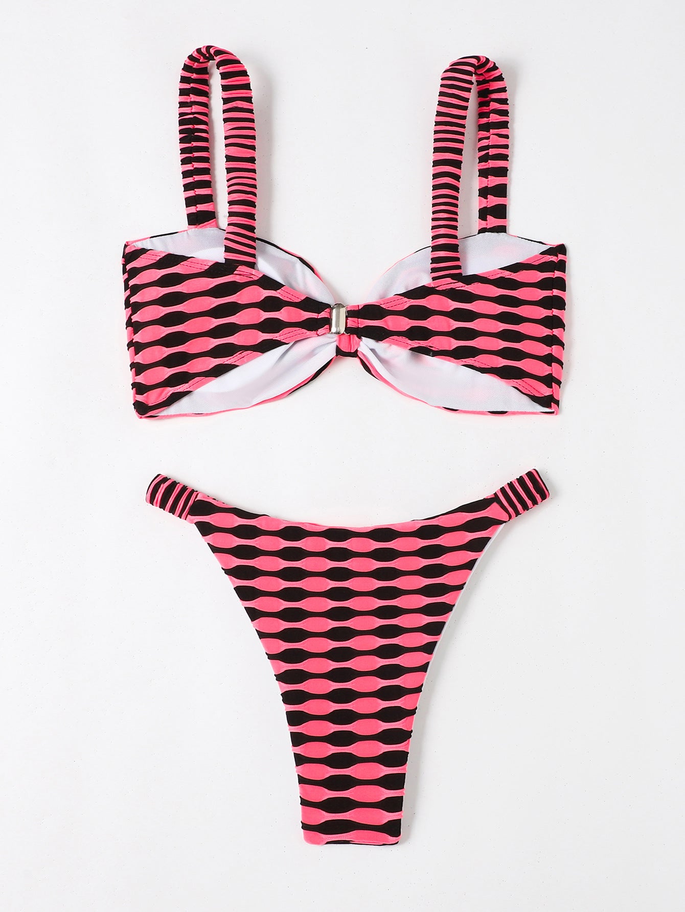 ROVIKNA 2025 new triangular bikini steel tray gathering small chest split swimsuit swimsuit big halter print