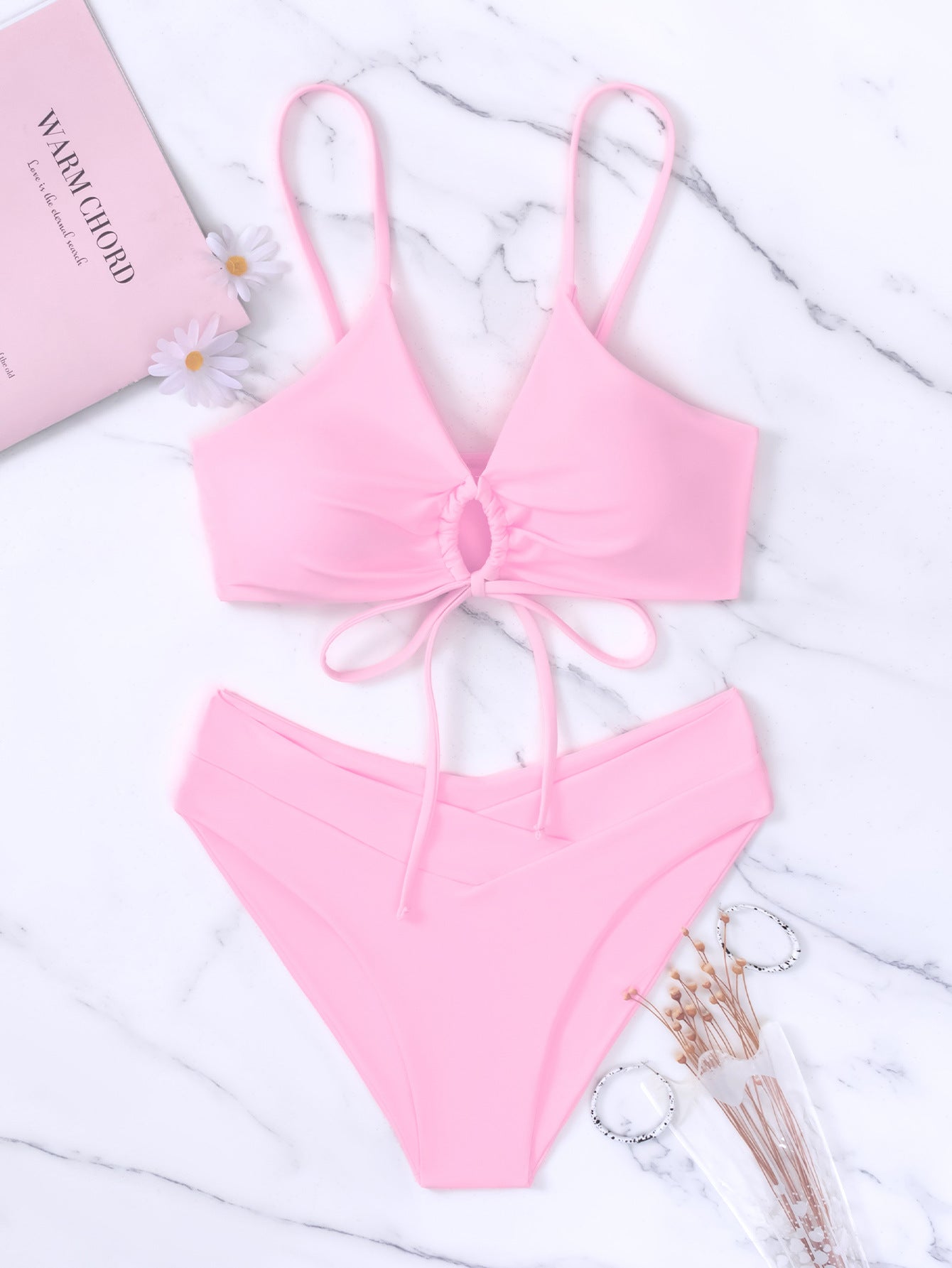 ROVIKNA 2025 Trendy Styles - Women's Multicolor Ruched Front Bikini Set