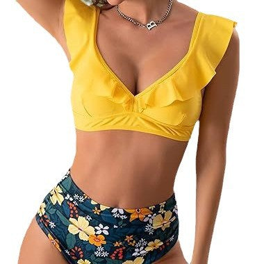 ROVIKNA 2025 new women's swimsuit sexy ruffle edge small fresh gather bikini beach swimsuit