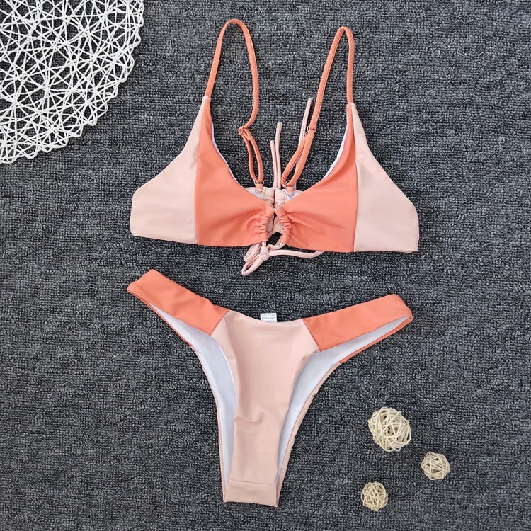 ROVIKNA 2025 new bikini women's sexy color matching swimsuit bow split swimsuit bikini