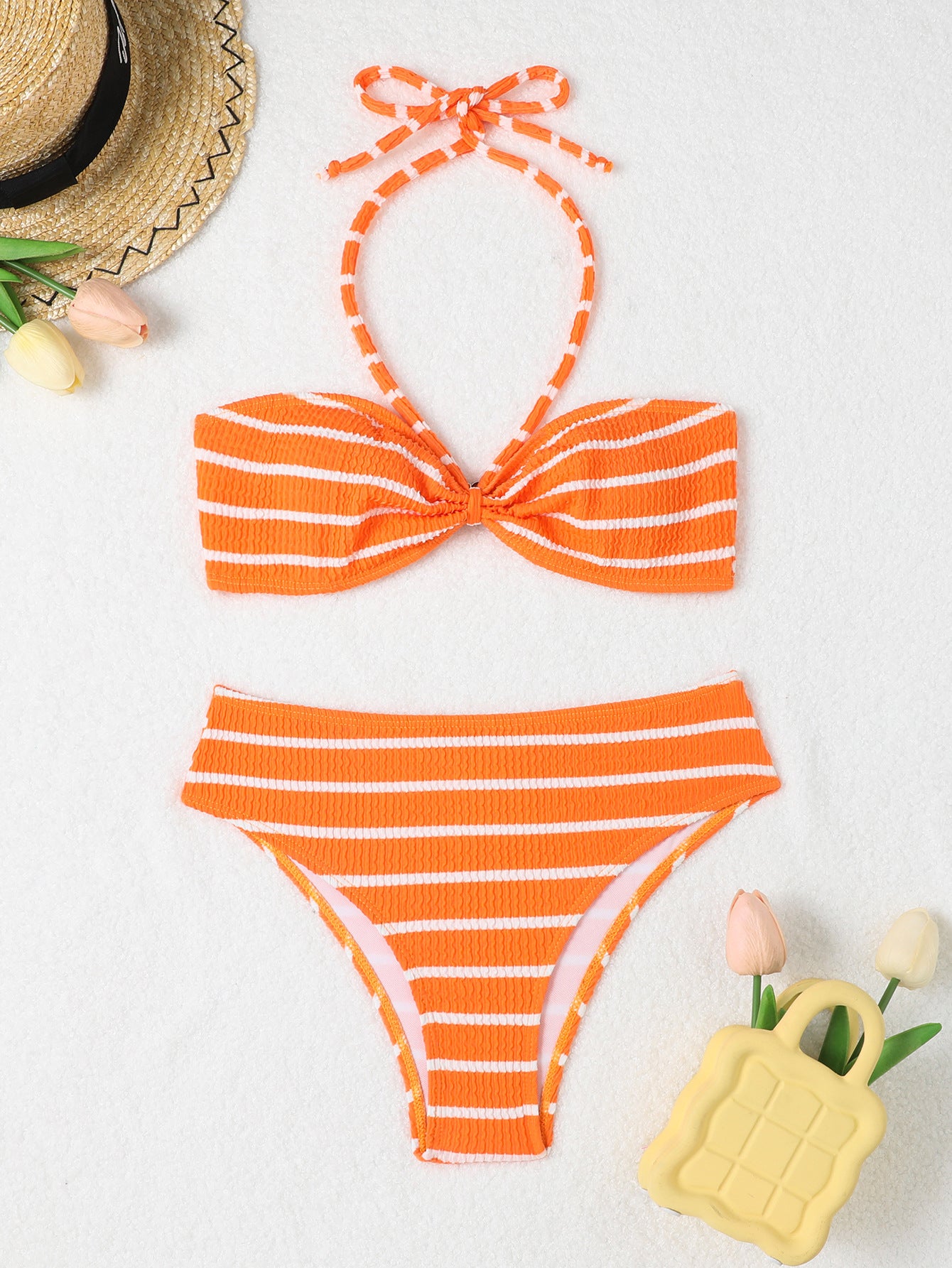 sexy small breasts gather triangular bikini split swimsuit sexy backless bikini three-piece set