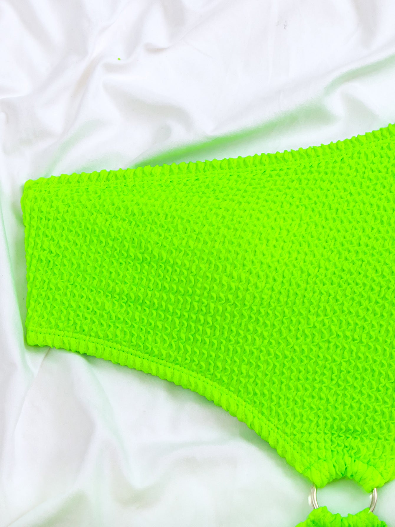 Rovikna Women's Neon Green Knitted One-Piece Swimsuit