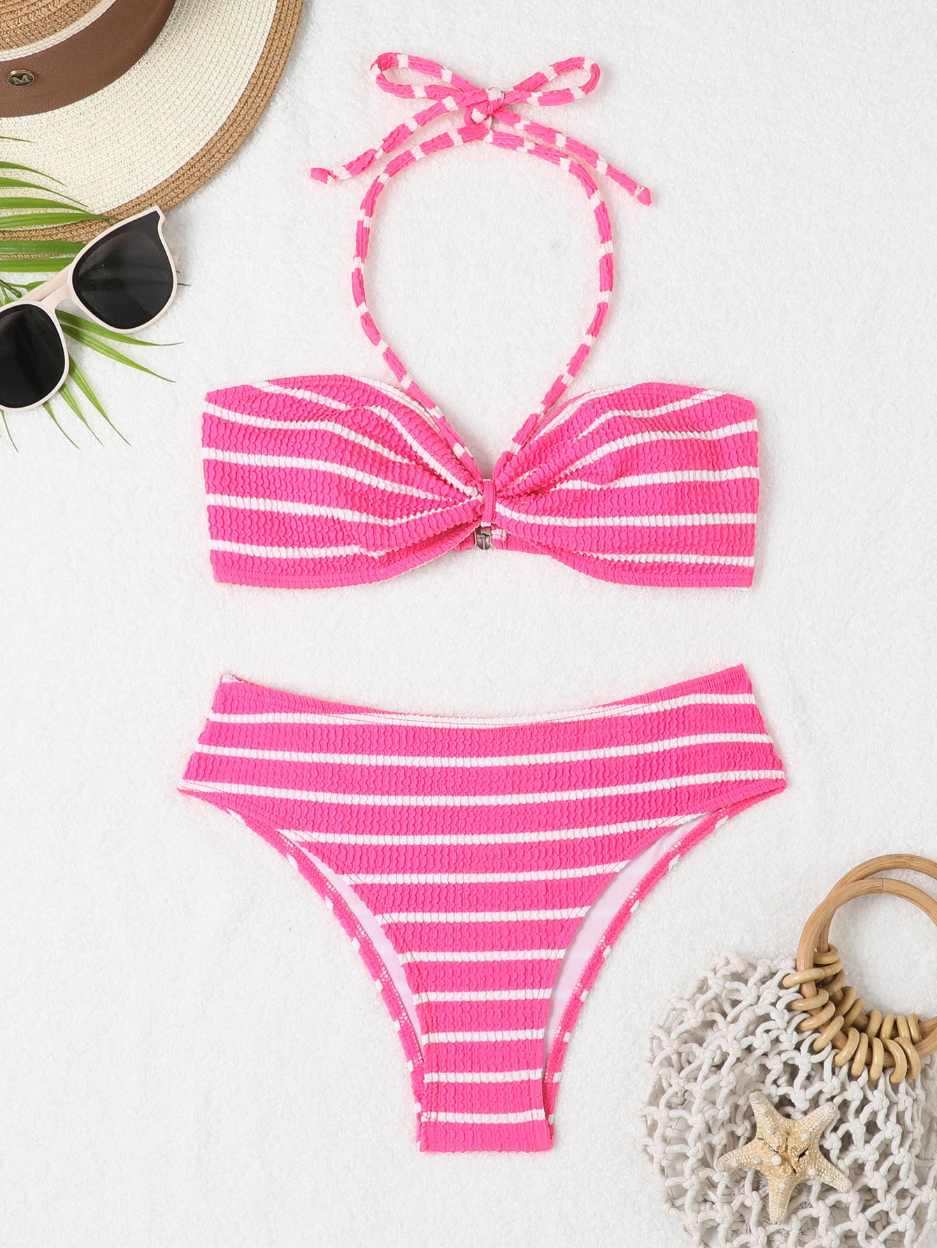 sexy small breasts gather triangular bikini split swimsuit sexy backless bikini three-piece set