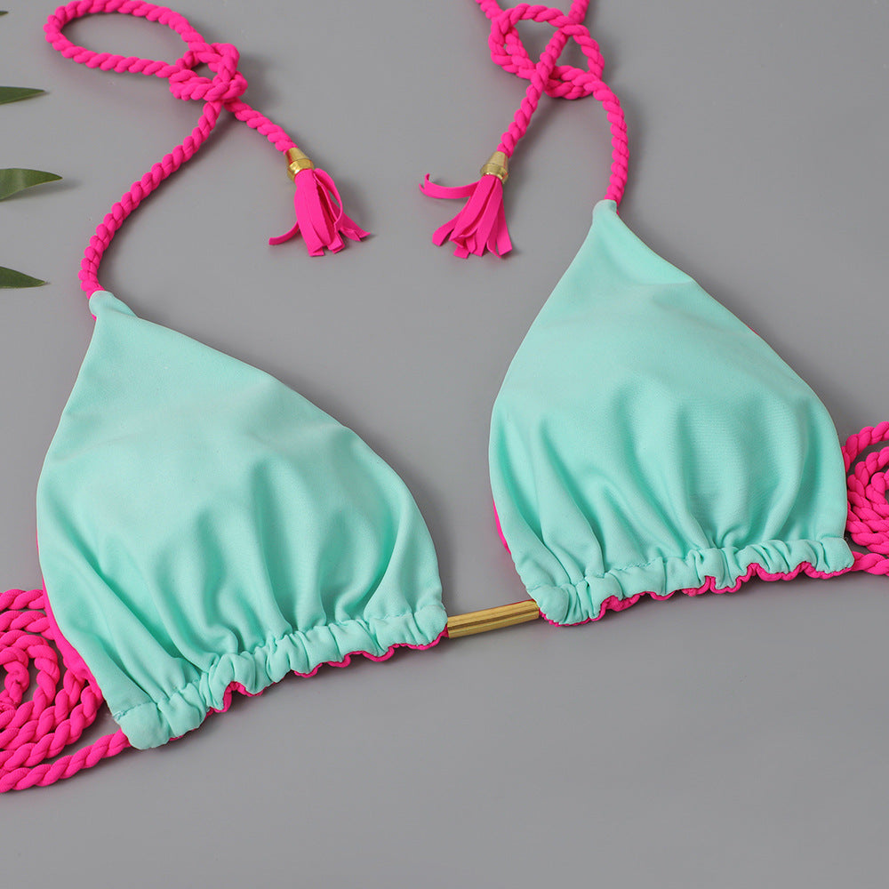 ROVIKNA Women's Colorful Push-Up Bikini Set with Adjustable Straps