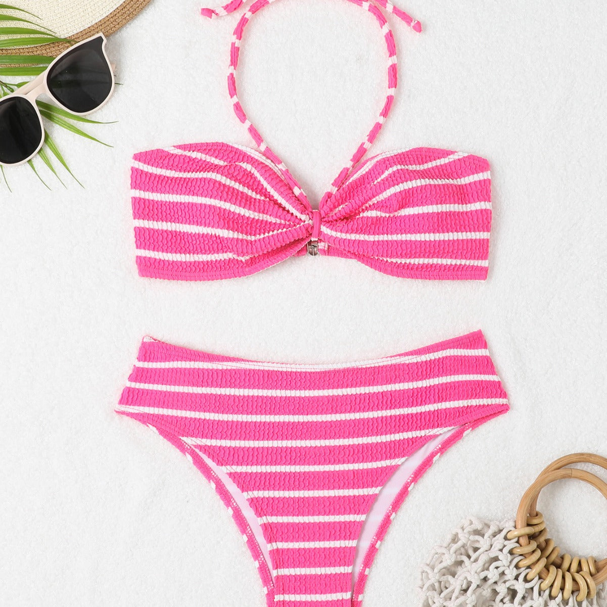 sexy small breasts gather triangular bikini split swimsuit sexy backless bikini three-piece set