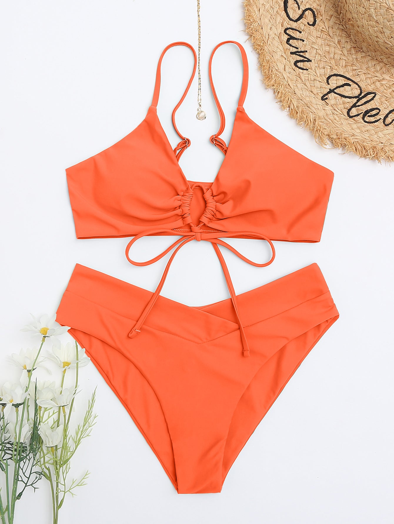 ROVIKNA 2025 Trendy Styles - Women's Multicolor Ruched Front Bikini Set