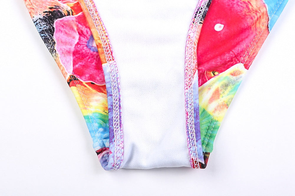 ROVIKNA Women's Vibrant Print Push-Up Bikini Set with Adjustable Straps