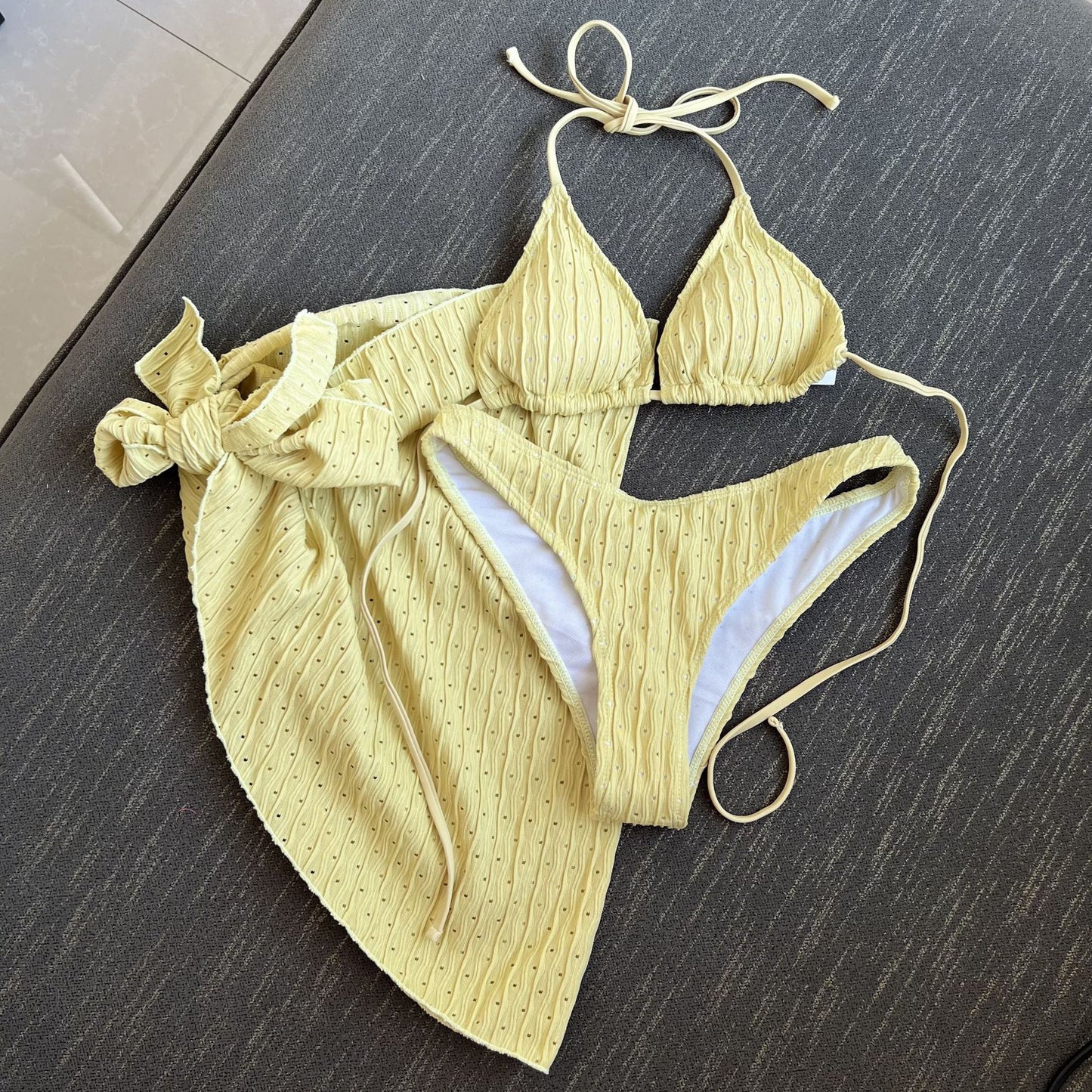 Rovikna Women's Ruched Bikini Set - Padded & Tie-Side Bottoms