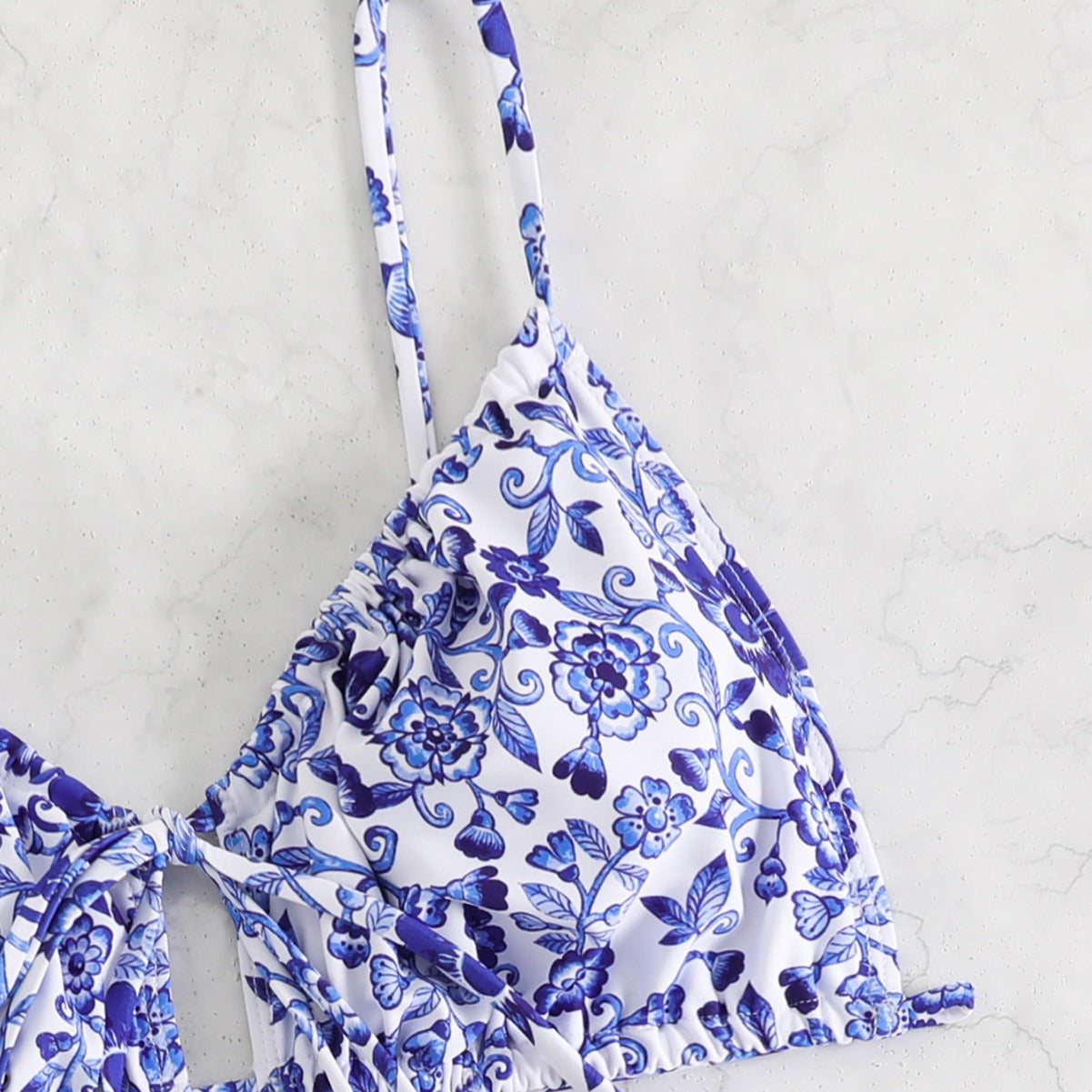 Rovikna Plus Size Floral Print Bikini Set - Adjustable Halter Top & Bottoms