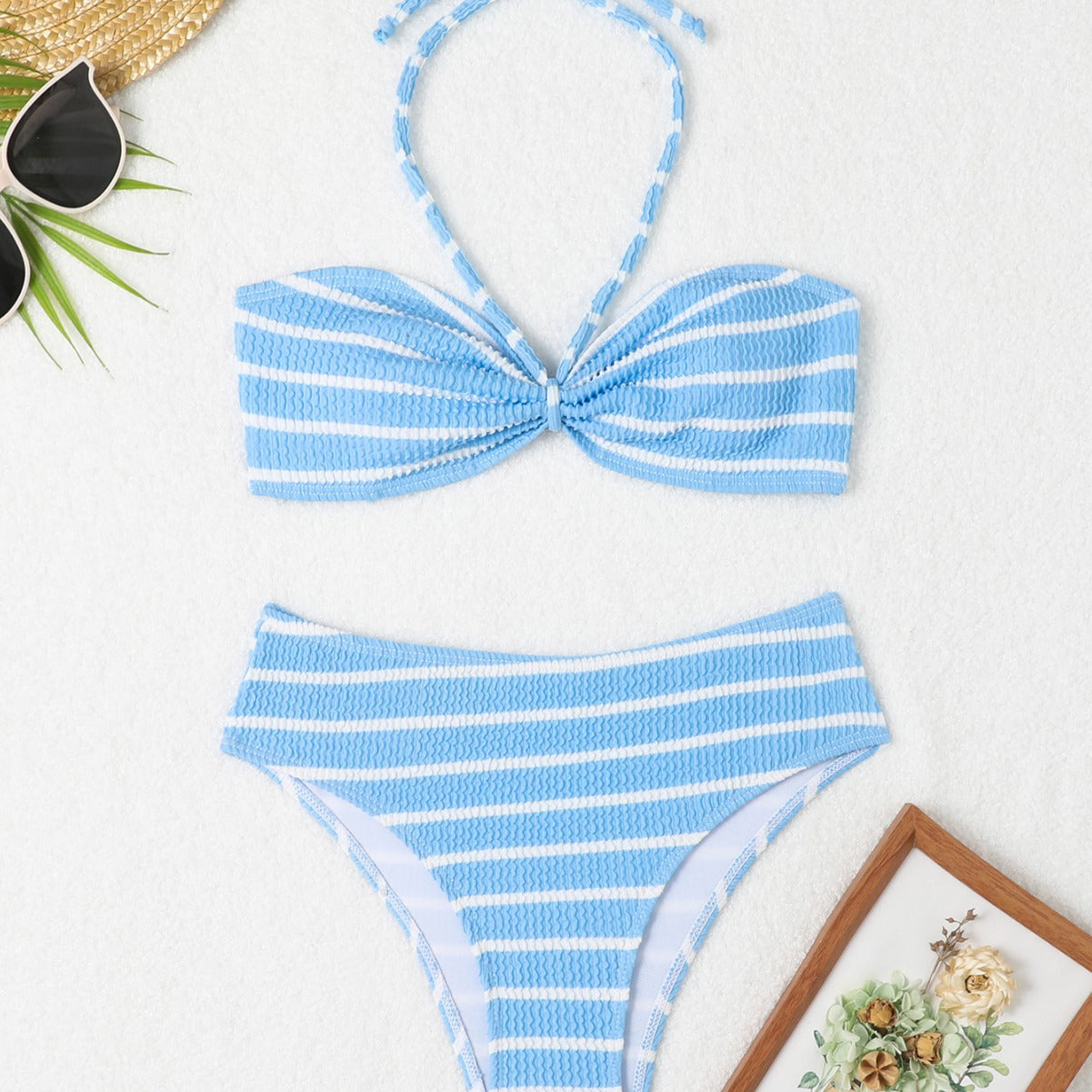 sexy small breasts gather triangular bikini split swimsuit sexy backless bikini three-piece set