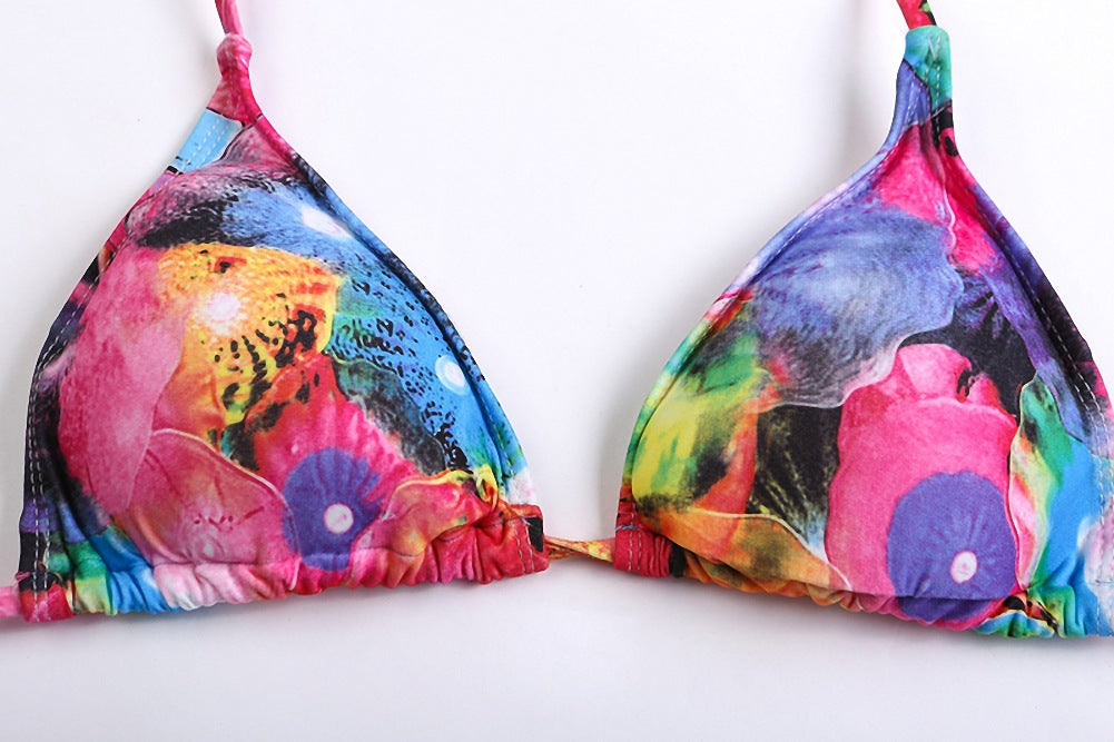 ROVIKNA Women's Vibrant Print Push-Up Bikini Set with Adjustable Straps