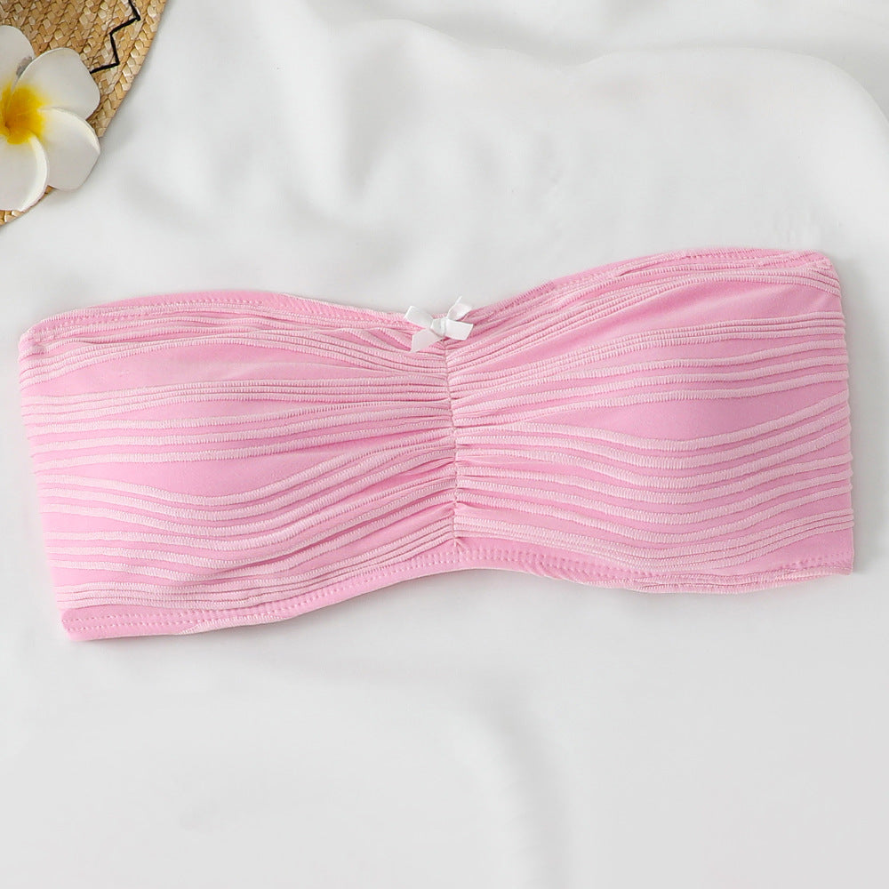 ROVIKNA 2025 new solid color tube top bikini sexy split suit swimsuit women's bikini swimsuit