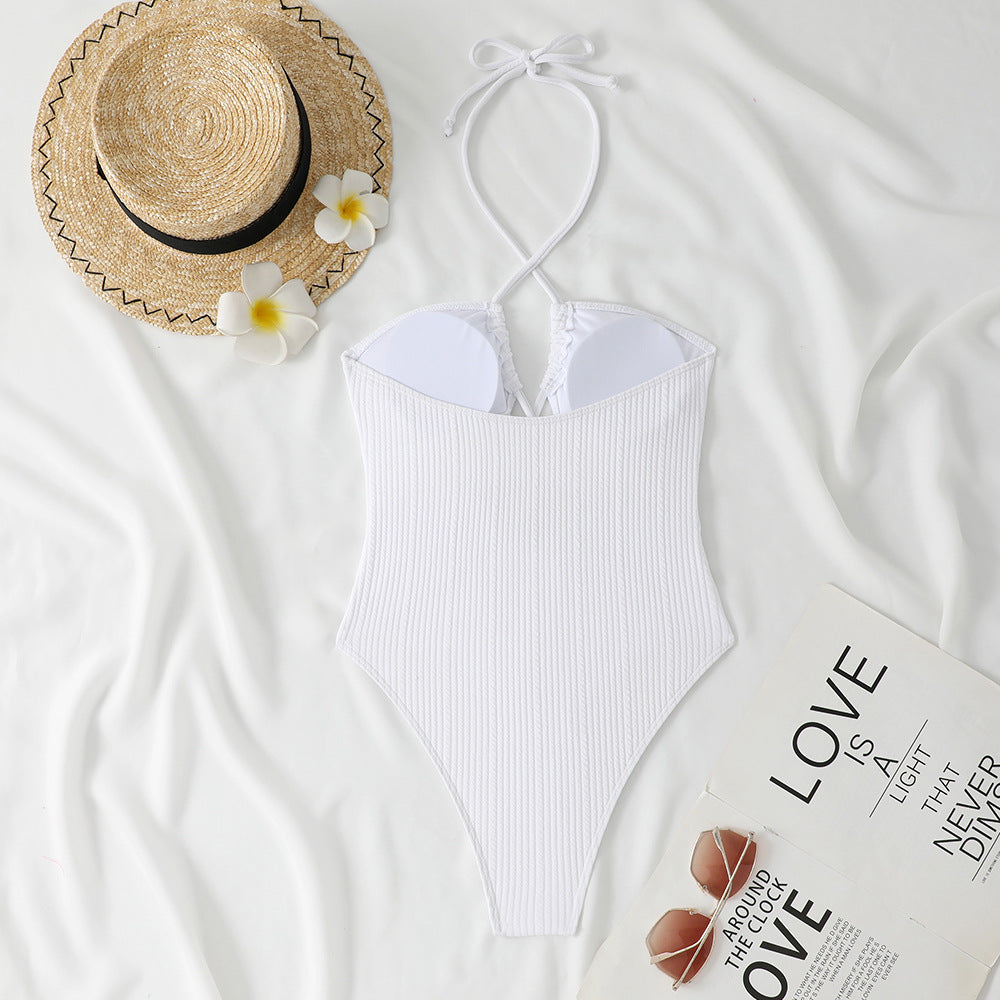 Rovikna Women's Ruched One-Piece Swimsuit with Cut-Out Detail,