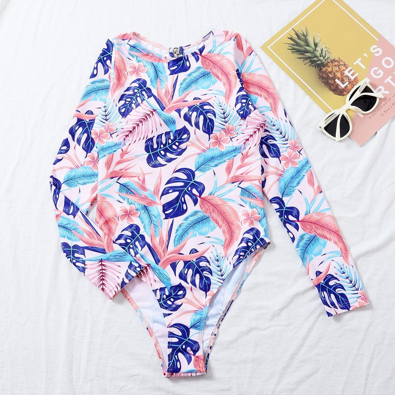 New Surf Suit Sunscreen Swimsuit Printed One-piece Swimsuit Women's One-piece BIKINI