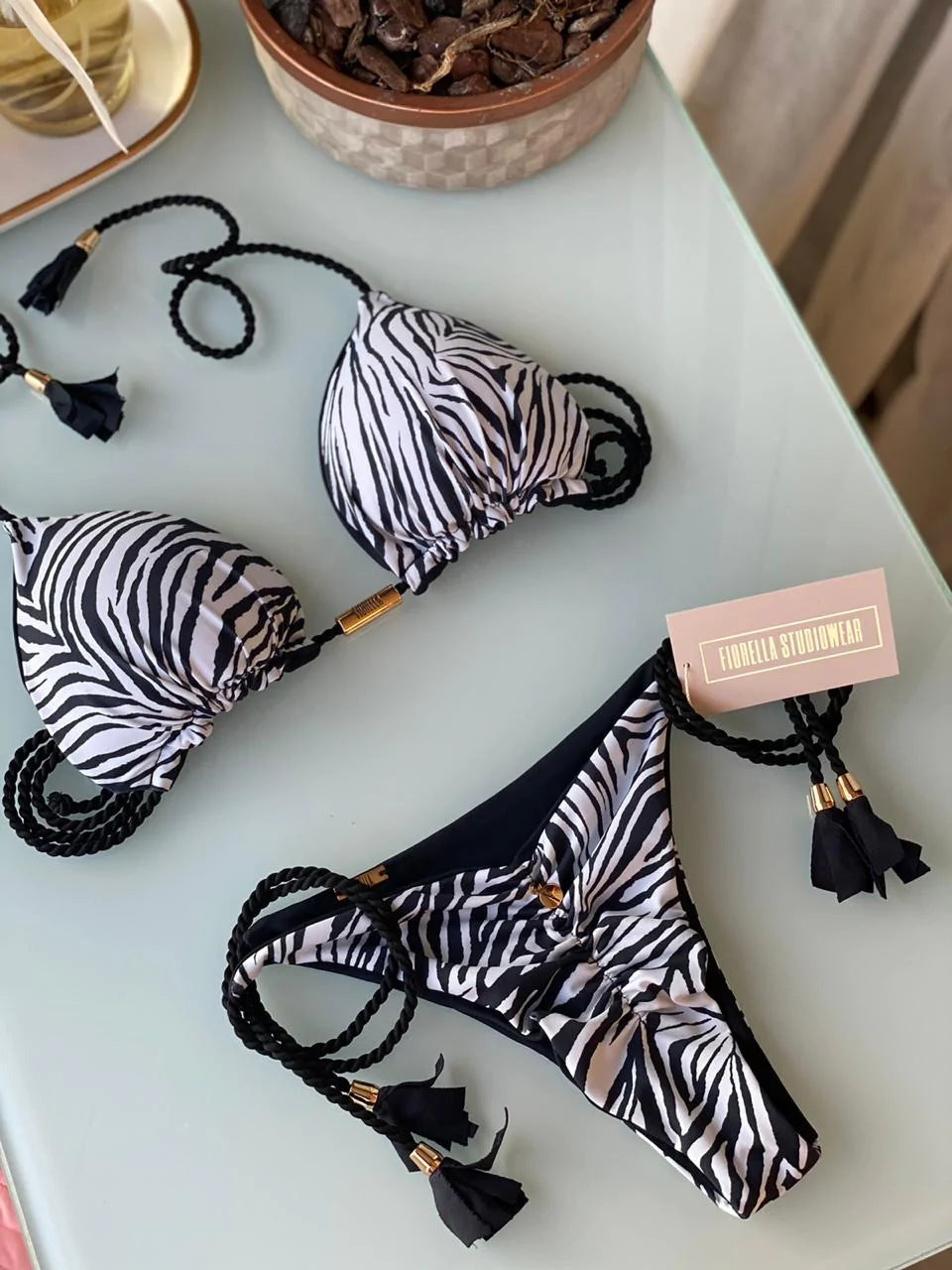 ROVIKNA Women's Colorful Push-Up Bikini Set with Adjustable Straps