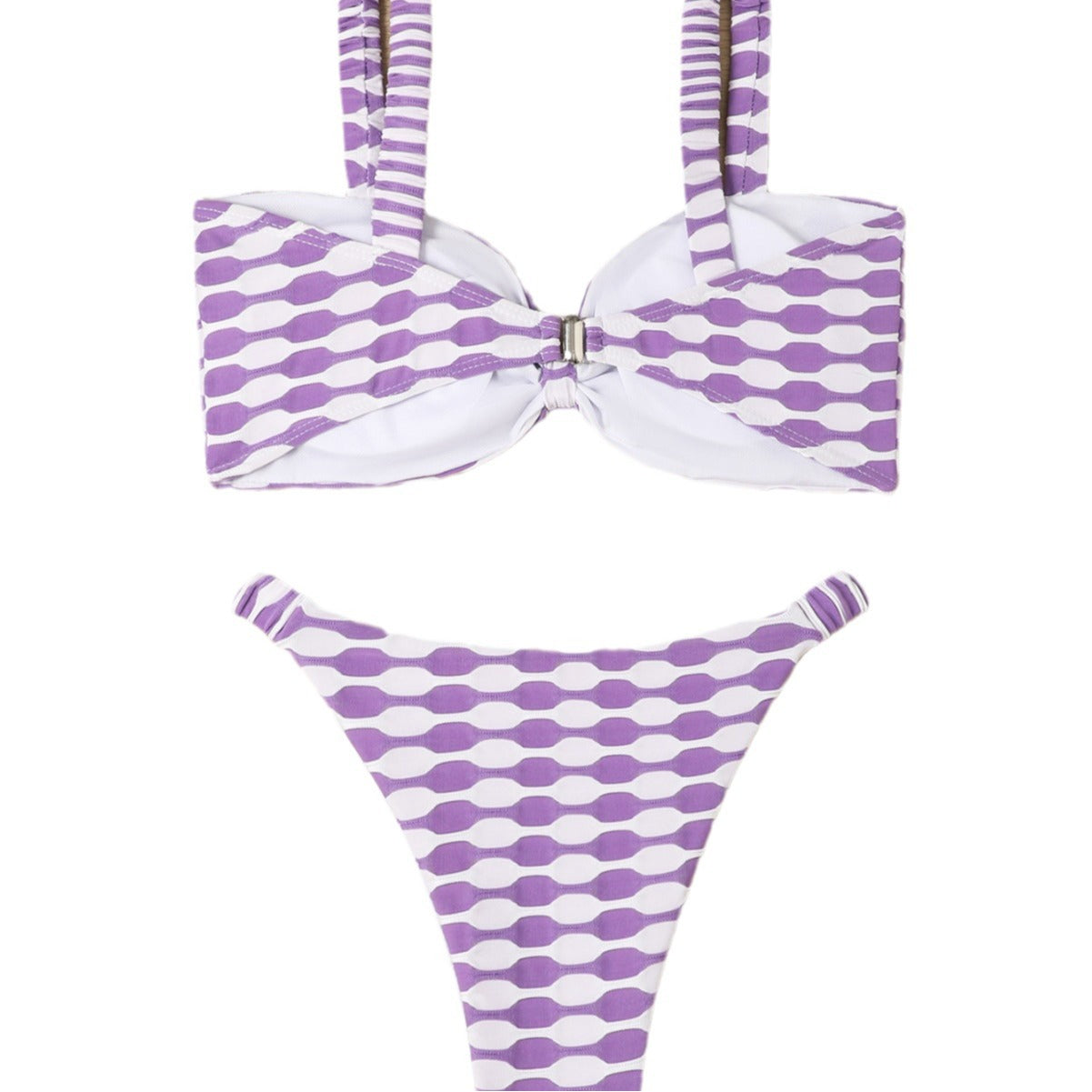 ROVIKNA 2025 new triangular bikini steel tray gathering small chest split swimsuit swimsuit big halter print