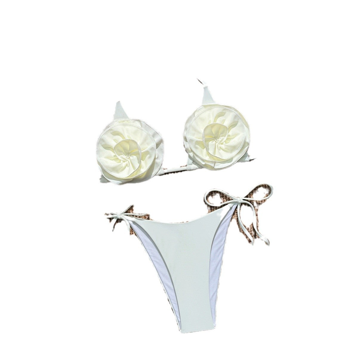 ROVIKNA 2025 new bikini sexy three-dimensional flower neck high split-ended swimsuit bikini