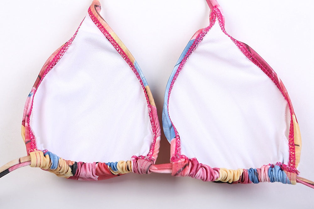 ROVIKNA Women's Vibrant Print Push-Up Bikini Set with Adjustable Straps