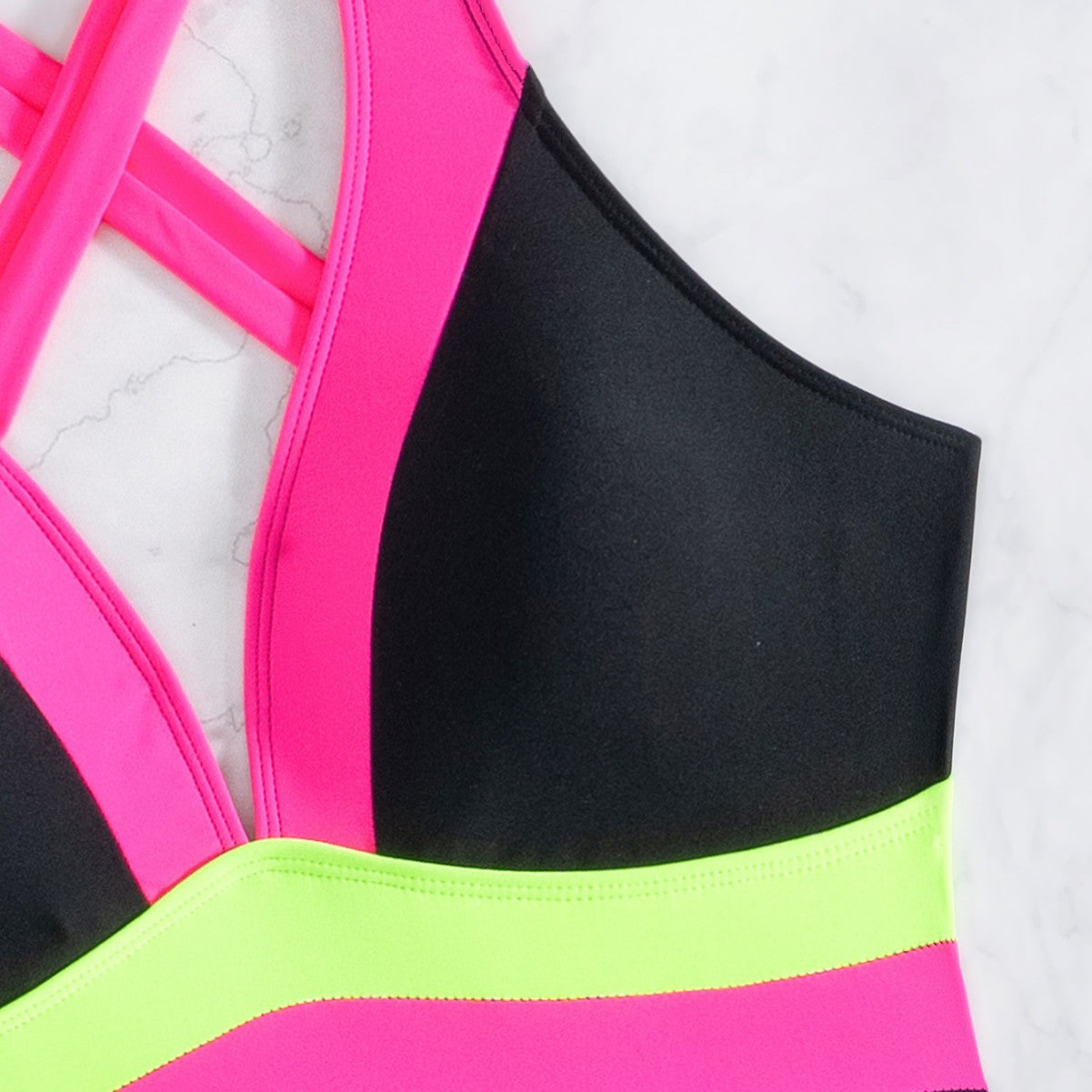 ROVIKNA's 2025 new waist bikini v-neck halter one-piece swimsuit