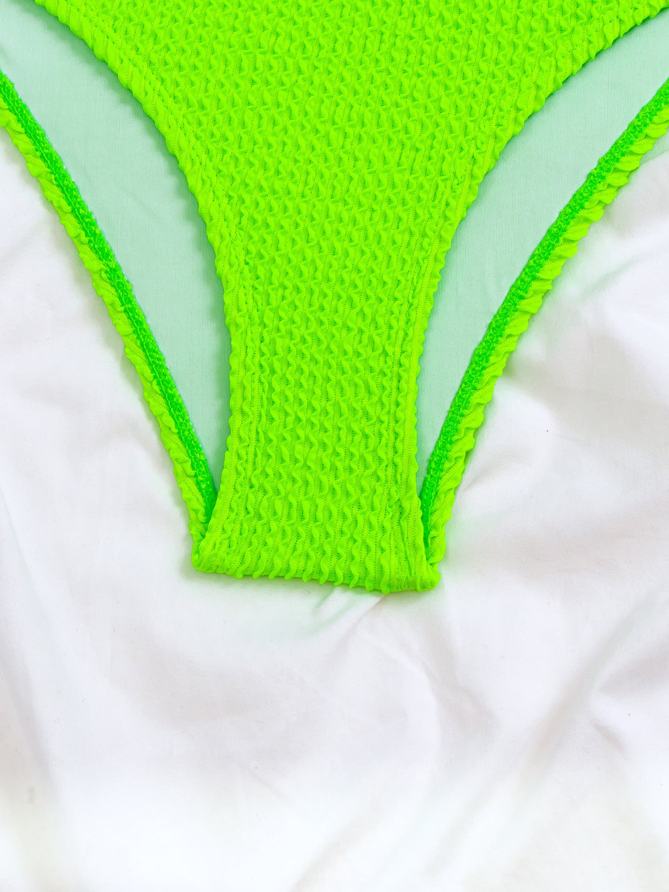 Rovikna Women's Neon Green Knitted One-Piece Swimsuit