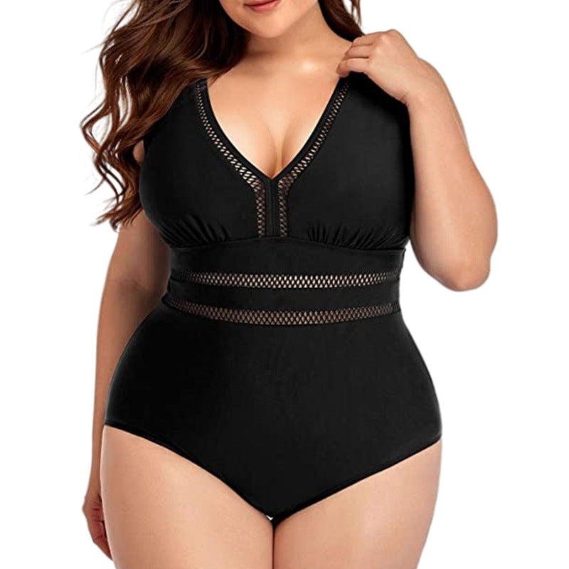 ROVIKNA Plus Size Floral Print Swimsuit - High Elasticity and Quick Dry