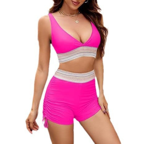 Rovikna Women's Neon Color Crochet Bikini Set