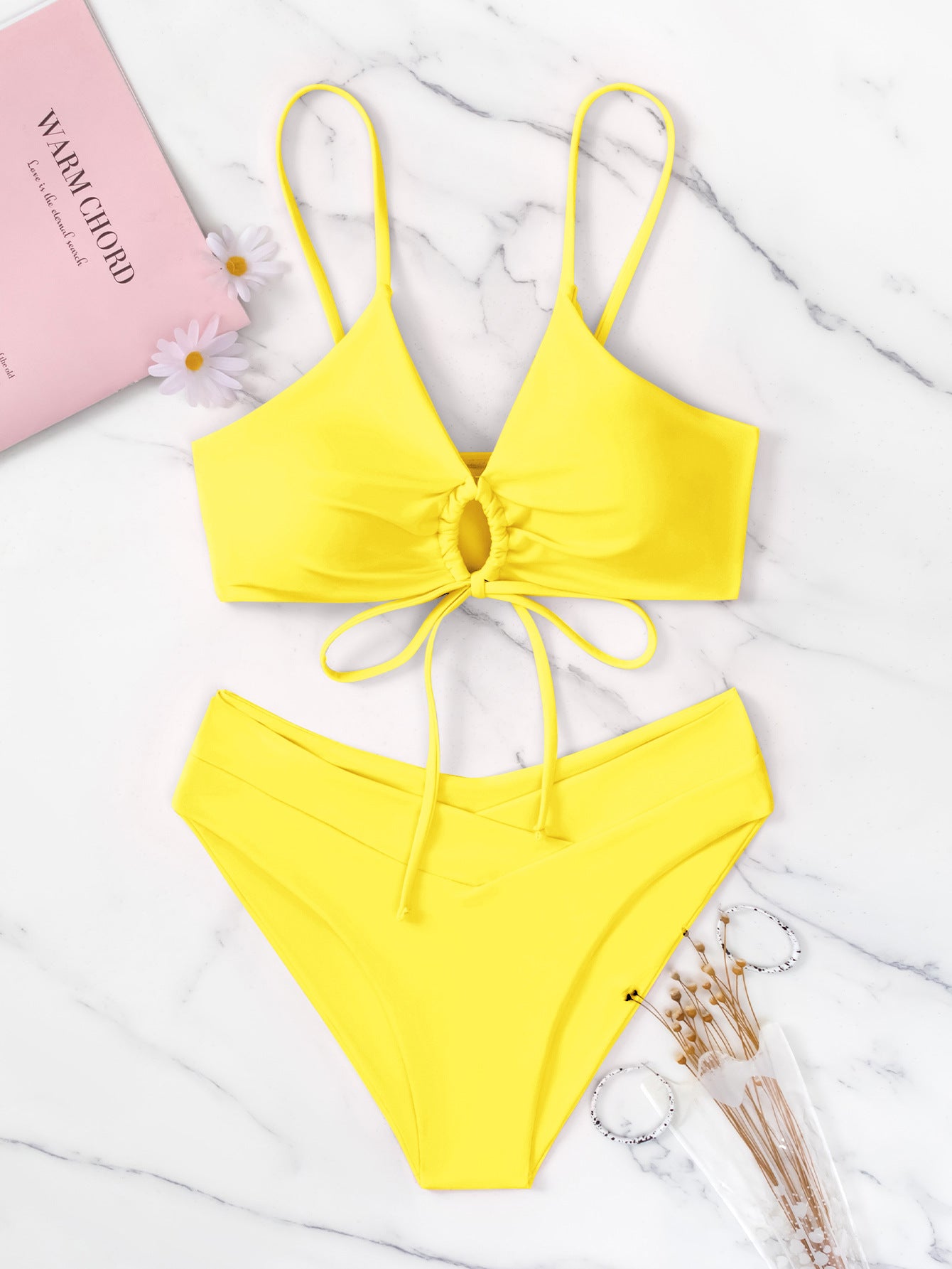 ROVIKNA 2025 Trendy Styles - Women's Multicolor Ruched Front Bikini Set