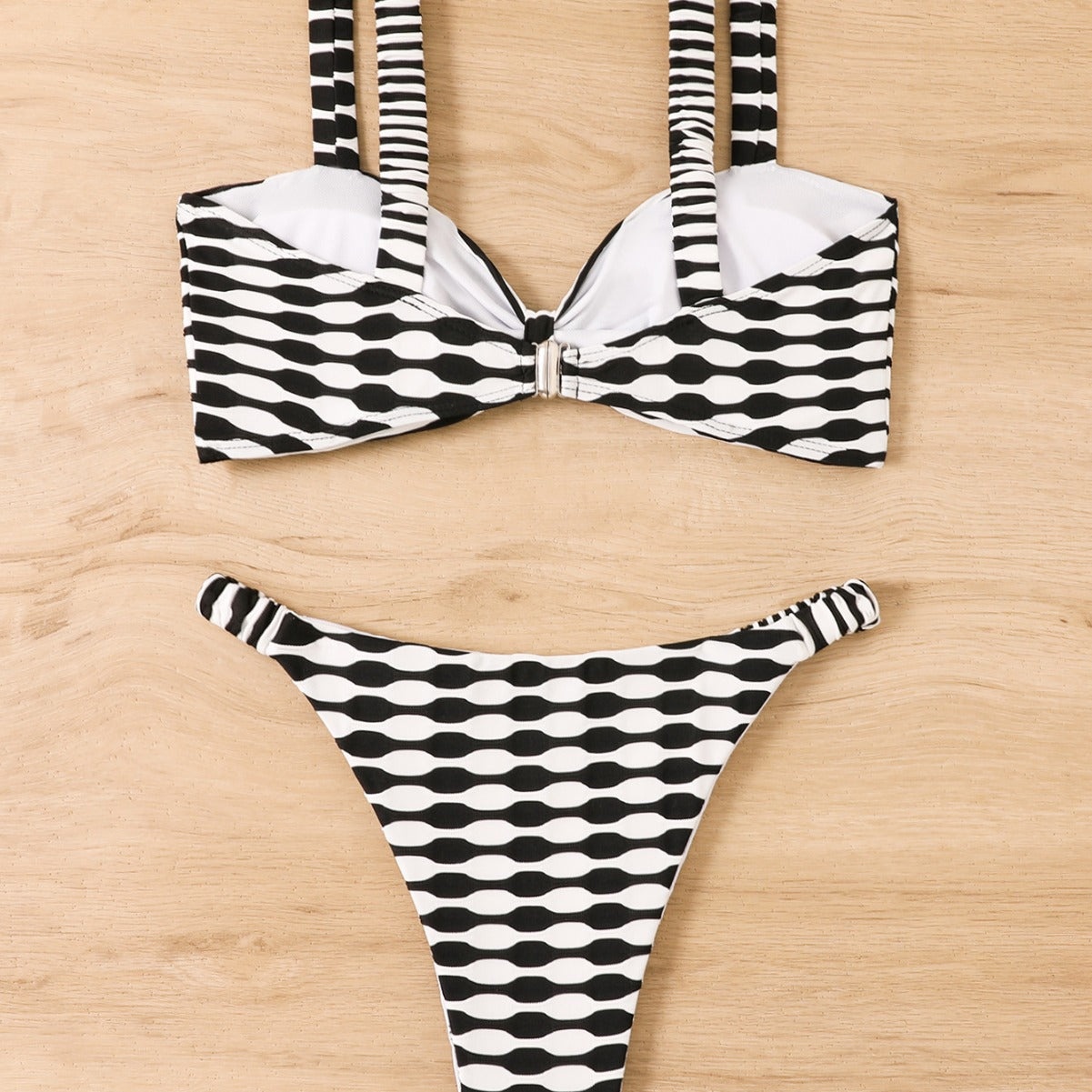 ROVIKNA 2025 new triangular bikini steel tray gathering small chest split swimsuit swimsuit big halter print