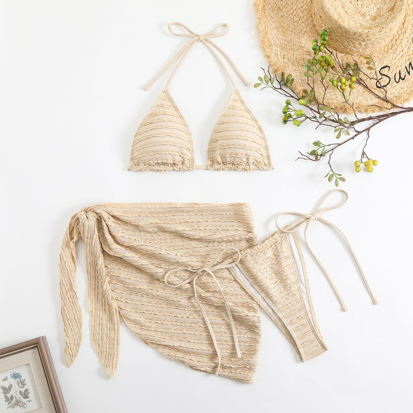 Candy series special fabric swimsuit bikini three-piece bikini