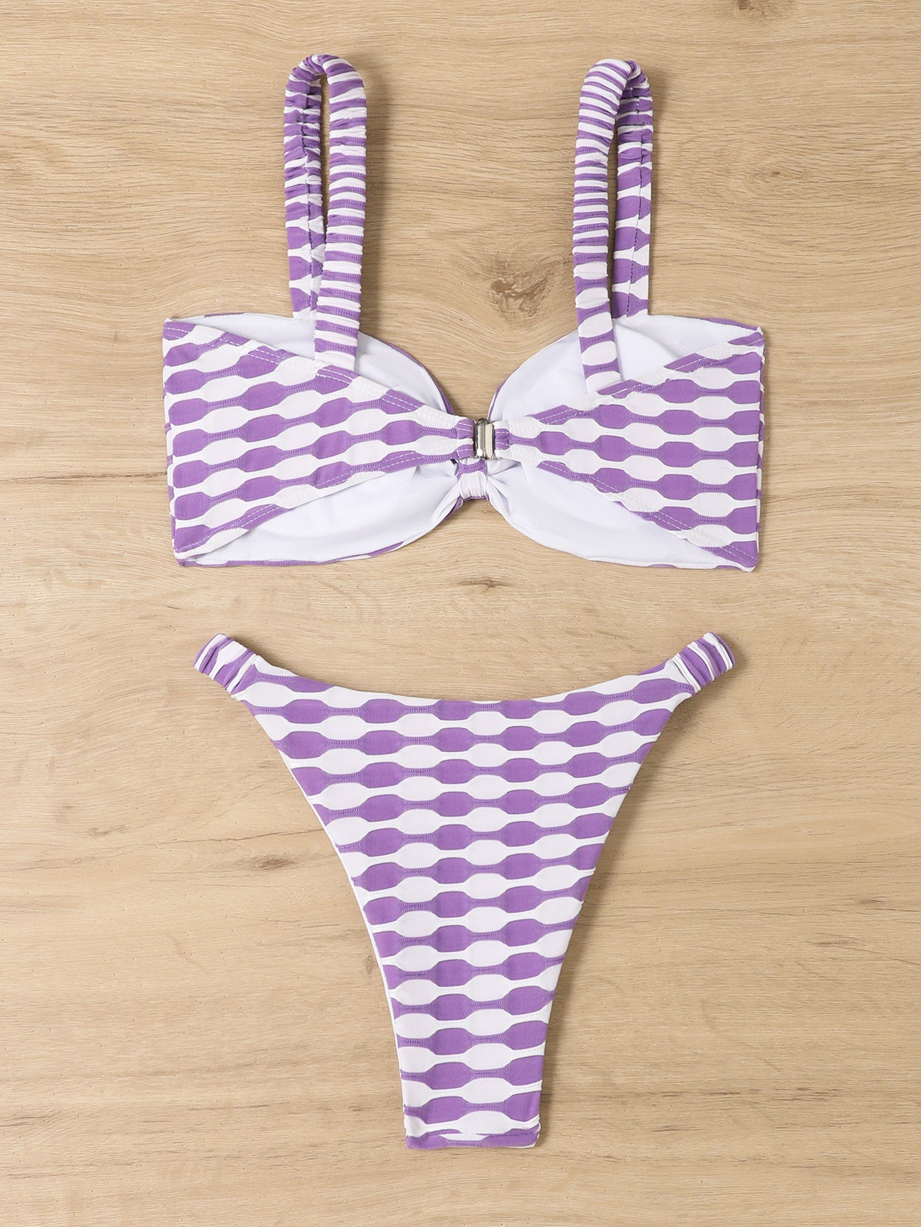 ROVIKNA 2025 new triangular bikini steel tray gathering small chest split swimsuit swimsuit big halter print
