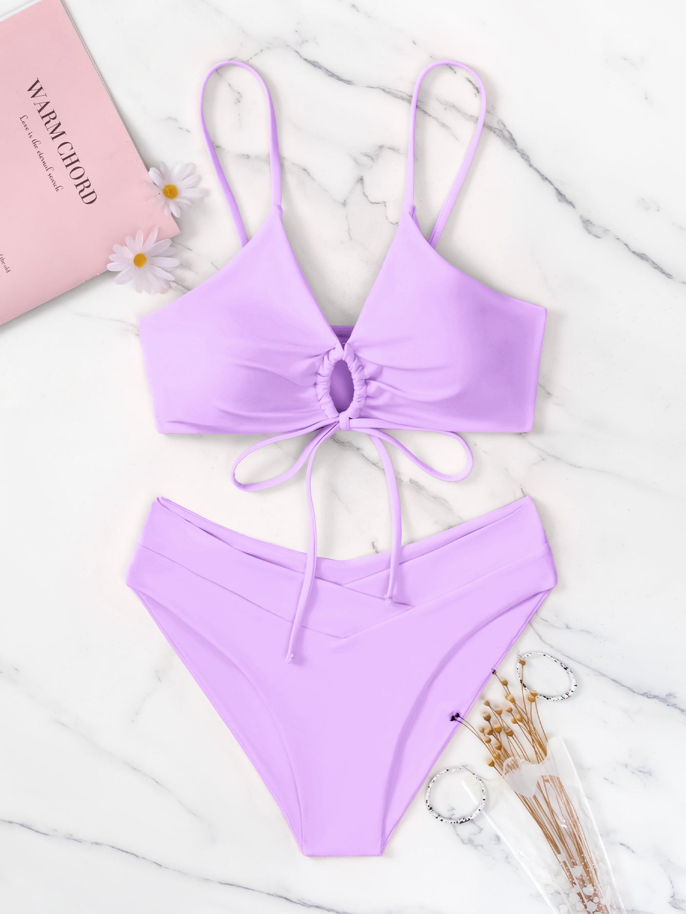 ROVIKNA 2025 Trendy Styles - Women's Multicolor Ruched Front Bikini Set