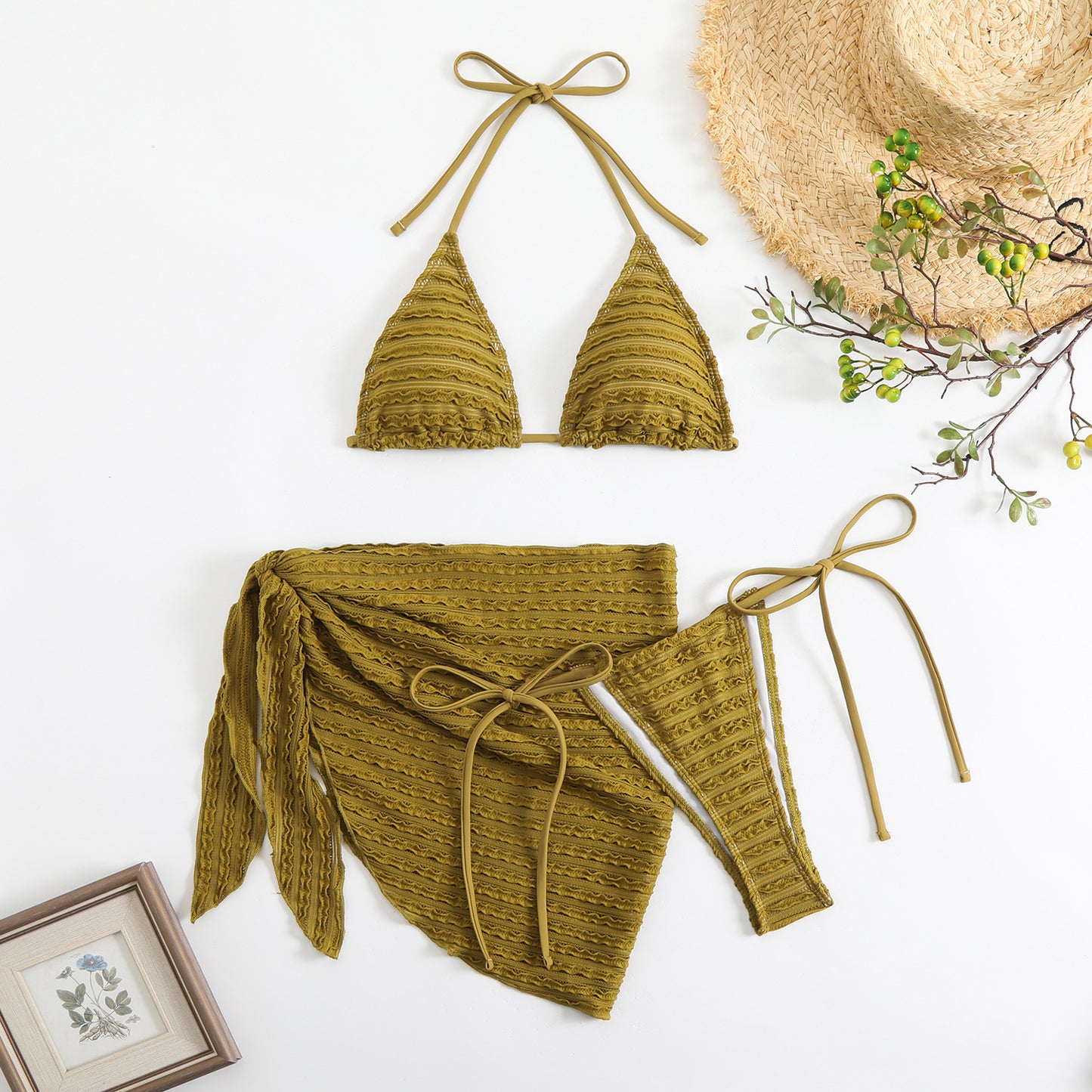Candy series special fabric swimsuit bikini three-piece bikini