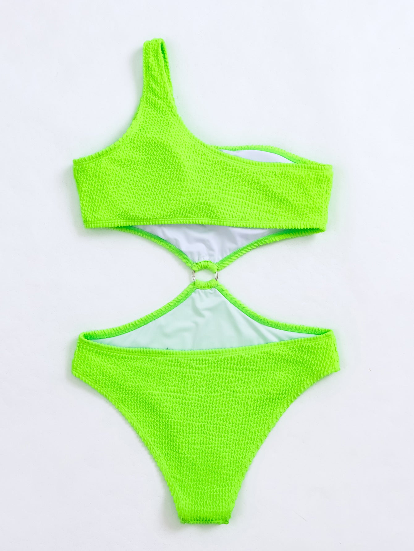 Rovikna Women's Neon Green Knitted One-Piece Swimsuit