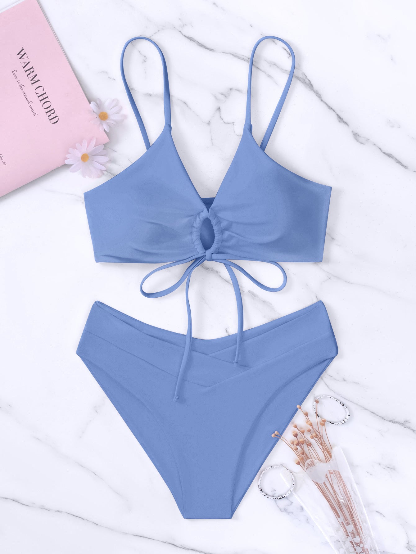 ROVIKNA 2025 Trendy Styles - Women's Multicolor Ruched Front Bikini Set