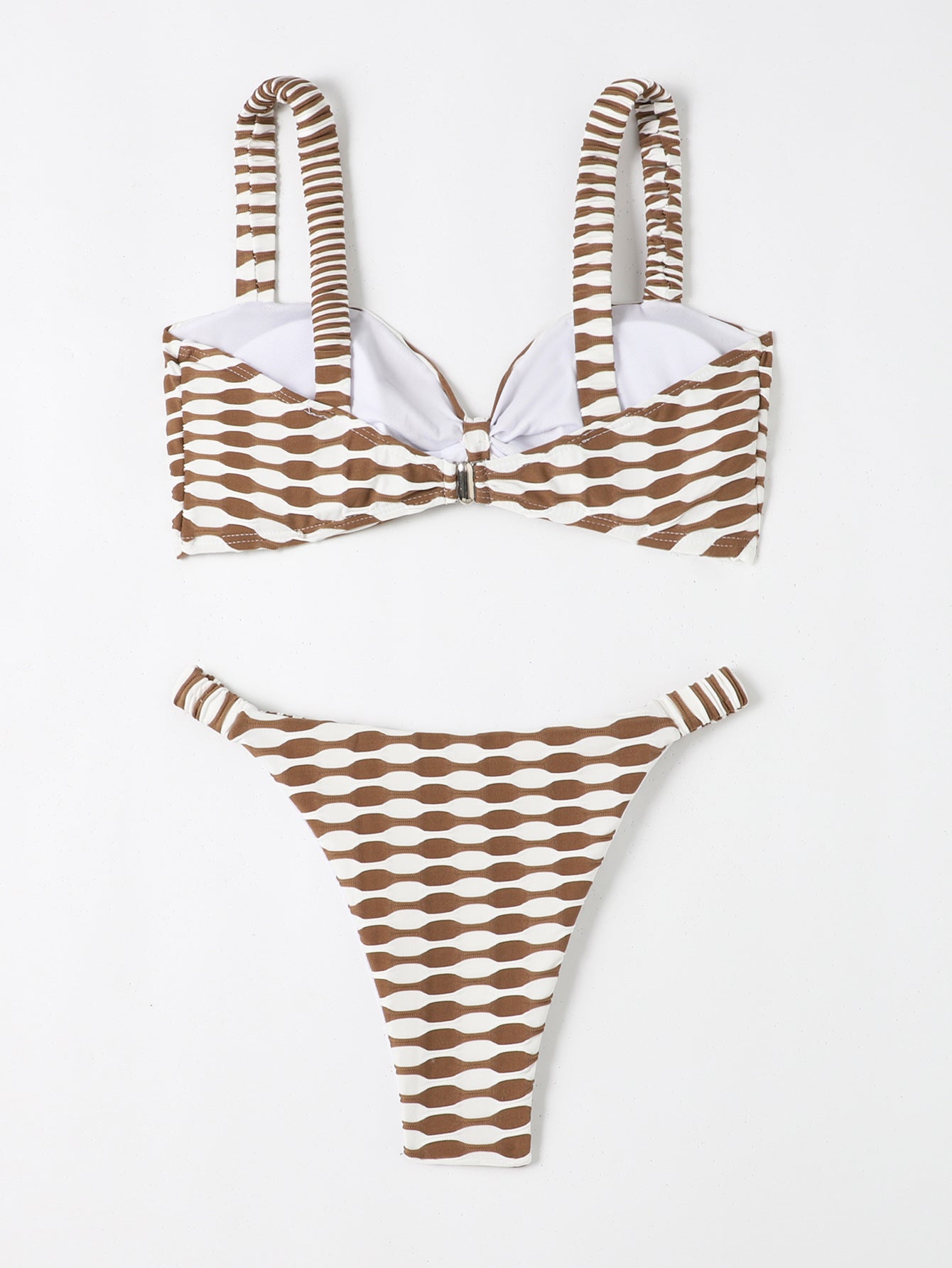 ROVIKNA 2025 new triangular bikini steel tray gathering small chest split swimsuit swimsuit big halter print