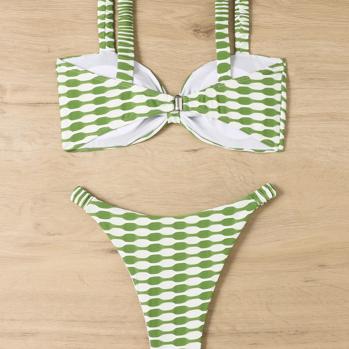 ROVIKNA 2025 new triangular bikini steel tray gathering small chest split swimsuit swimsuit big halter print