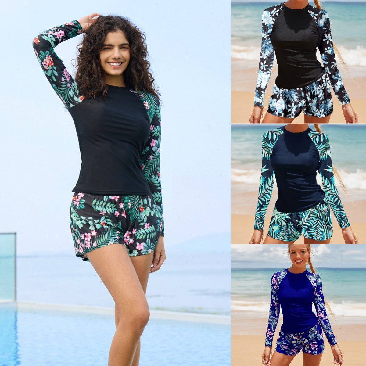 ROVIKNA 2025 new swimsuit fashion bikini long-sleeved wetsuit split swimsuit women's bikini