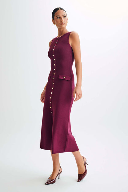 Elegant Sleeveless Button-Up Midi Dress – Chic & Timeless Style