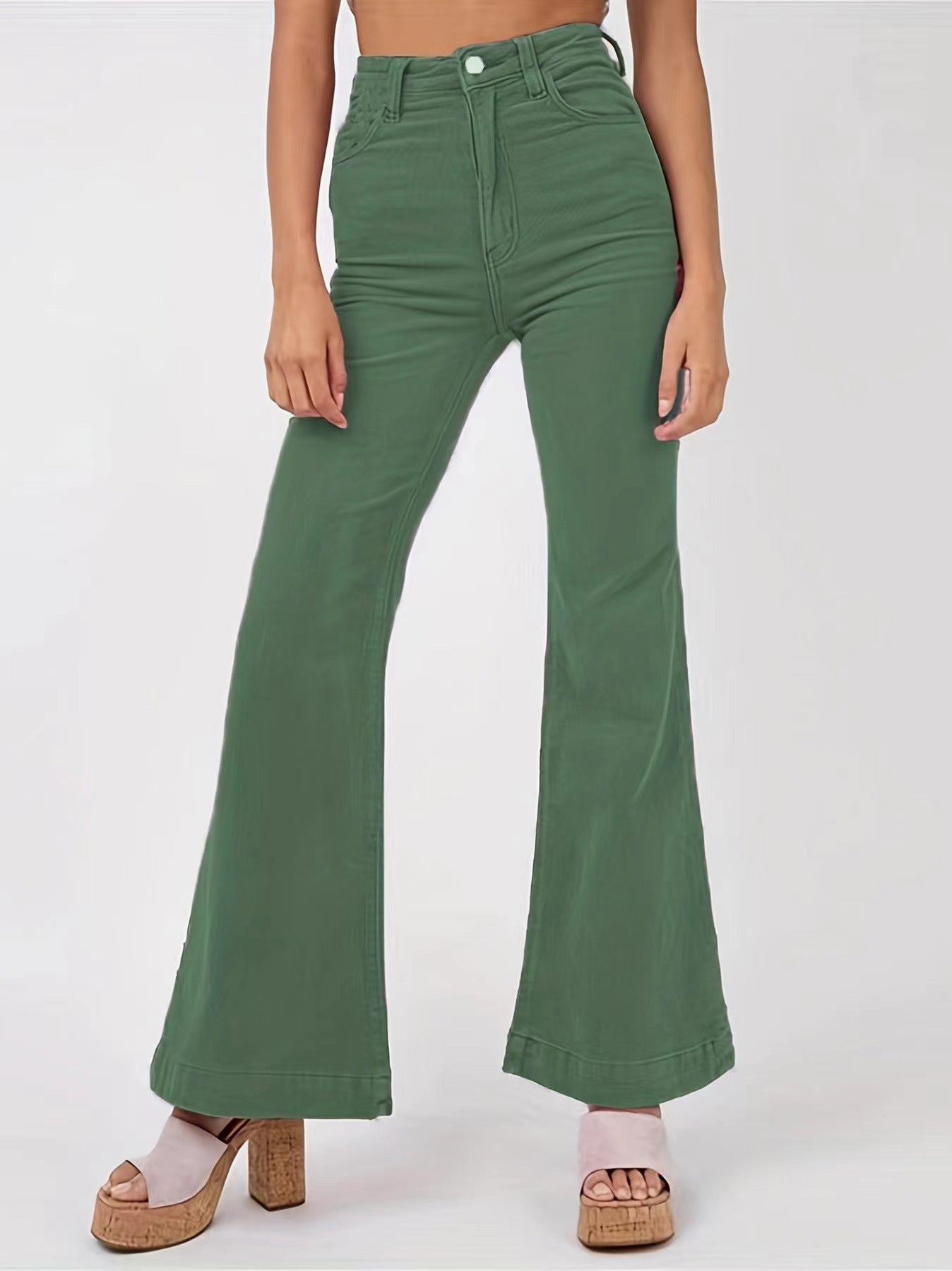 ROVIKNA 2025 spring new corduroy micro-cropped pants: high waist and wide legs, a must for street hipsters