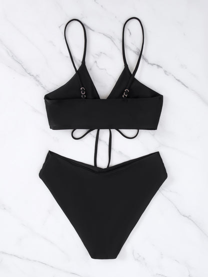 ROVIKNA 2025 Trendy Styles - Women's Multicolor Ruched Front Bikini Set