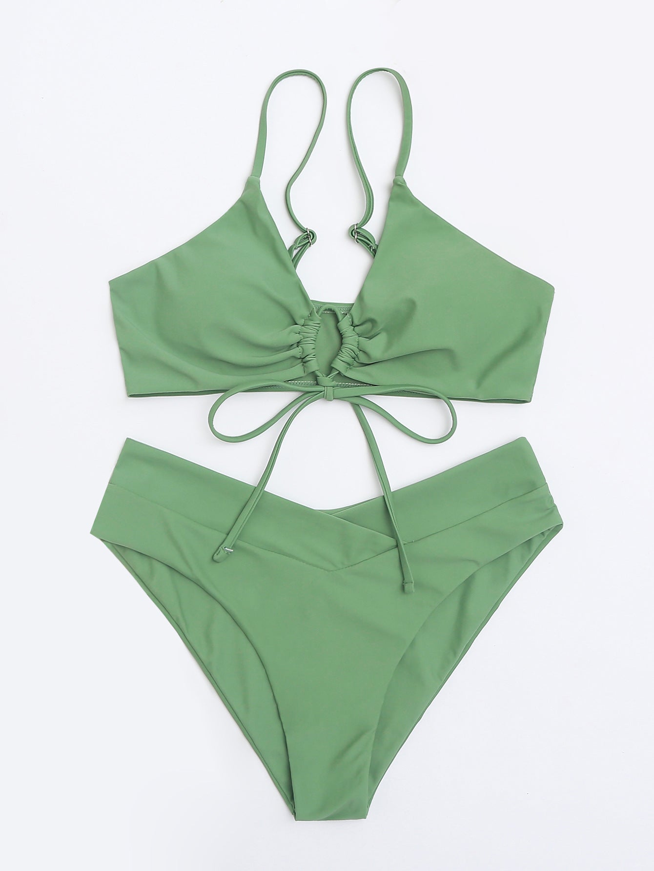 ROVIKNA 2025 Trendy Styles - Women's Multicolor Ruched Front Bikini Set
