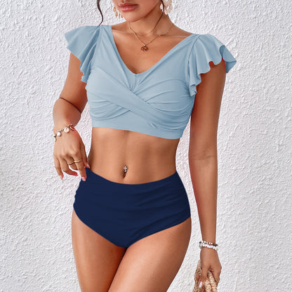 ROVIKNA 2025 new bikini sexy pit strip tube top high split front twist swimsuit bikini