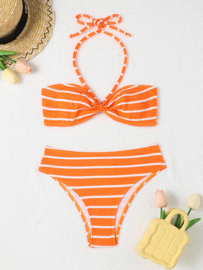 sexy small breasts gather triangular bikini split swimsuit sexy backless bikini three-piece set