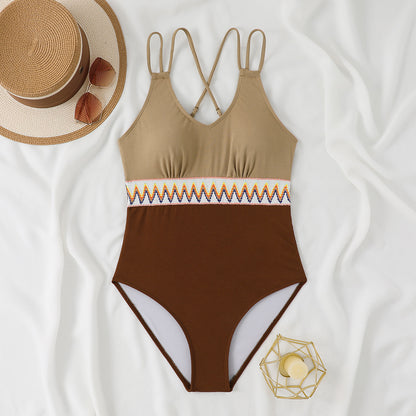 Rovikna Women's Plus Size Embroidered One-Piece Swimsuit