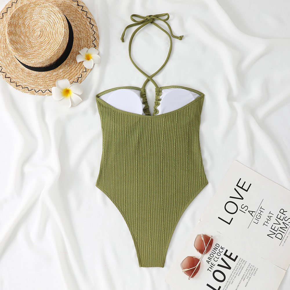 Rovikna  Women's Ruched One-Piece Swimsuit with Cut-Out Detail,
